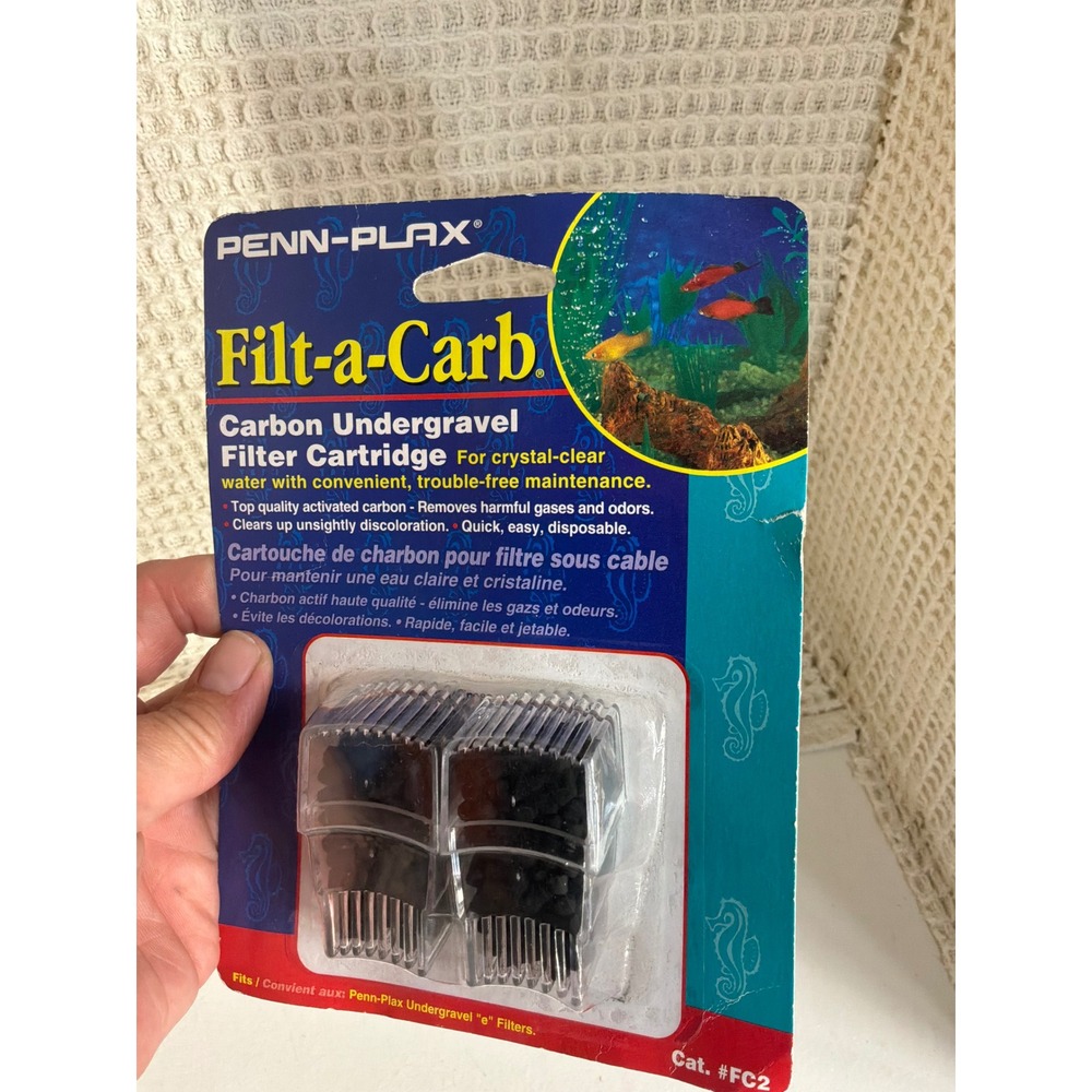 Aquarium Penn-Plax Filt-a-Carb Undergravel Filter Cartridge 2pk Black FC2
